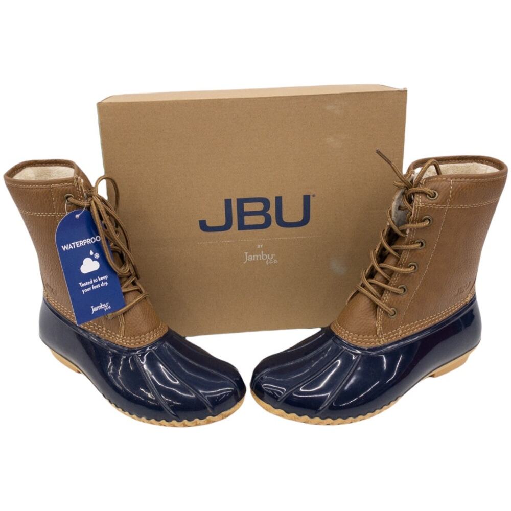 JBU Jambu Maplewood Womens Waterproof Duck Boot Navy Tan Size 8 or 11 NWT